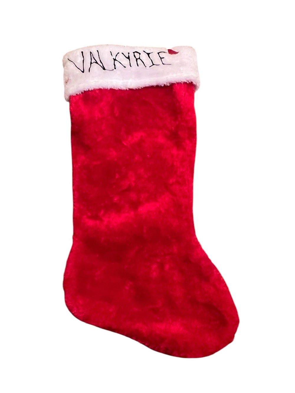 Christmas Stocking Red White Top Homemade Valkyrie Dog Paw Pet Holiday Decor